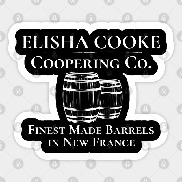 Elisha Cooke Coopering Co Barrels New France Sticker by MalibuSun